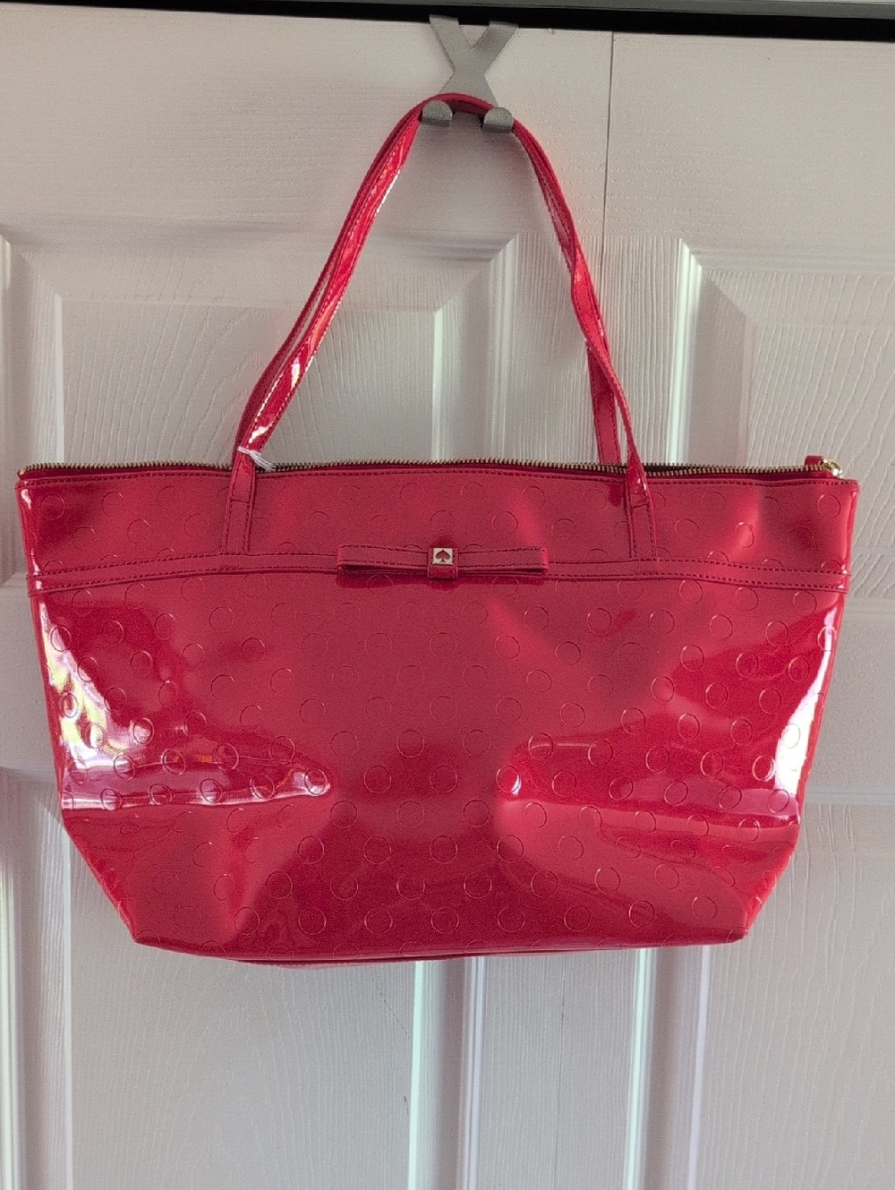 Patent Tote Bag in Red
